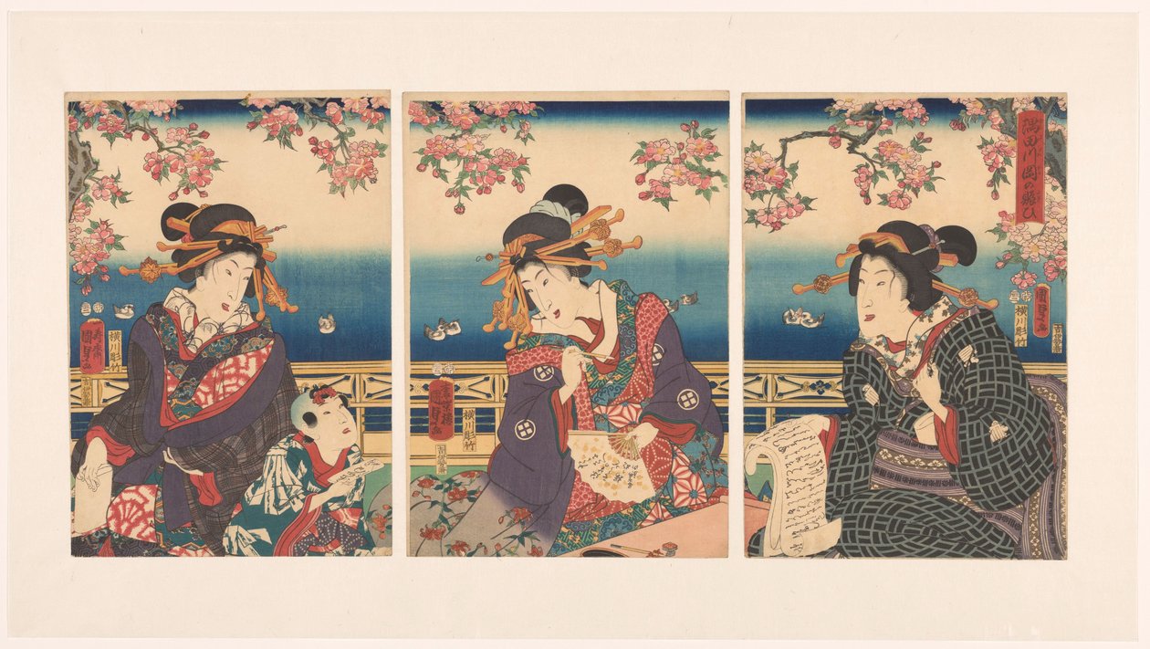 Wohlstand in den Bergen entlang des Sumida-Flusses von Kunisada (II) , Utagawa