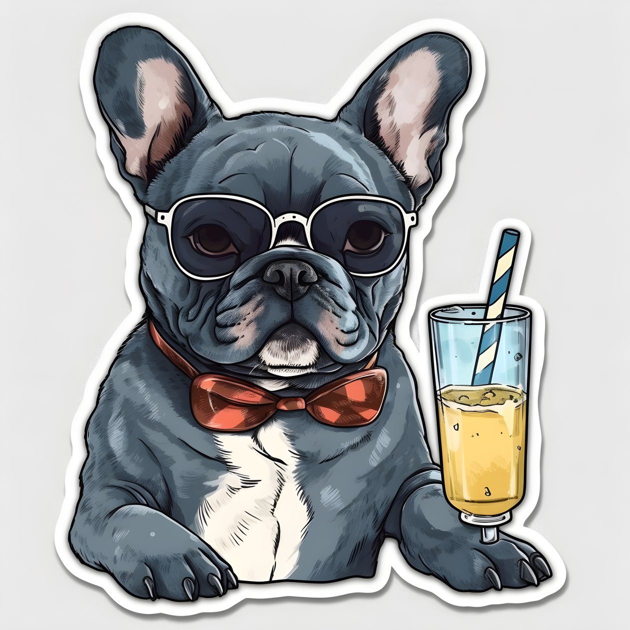 coole französische Bulldoggen, trinken einen Cocktail von Kurt Heppke