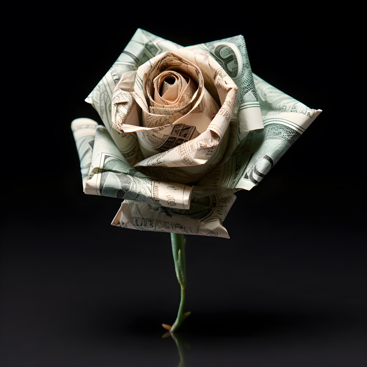 Eine Rose aus 100 Dollarscheinen, die elektrisch sind 1 von Kurt Heppke