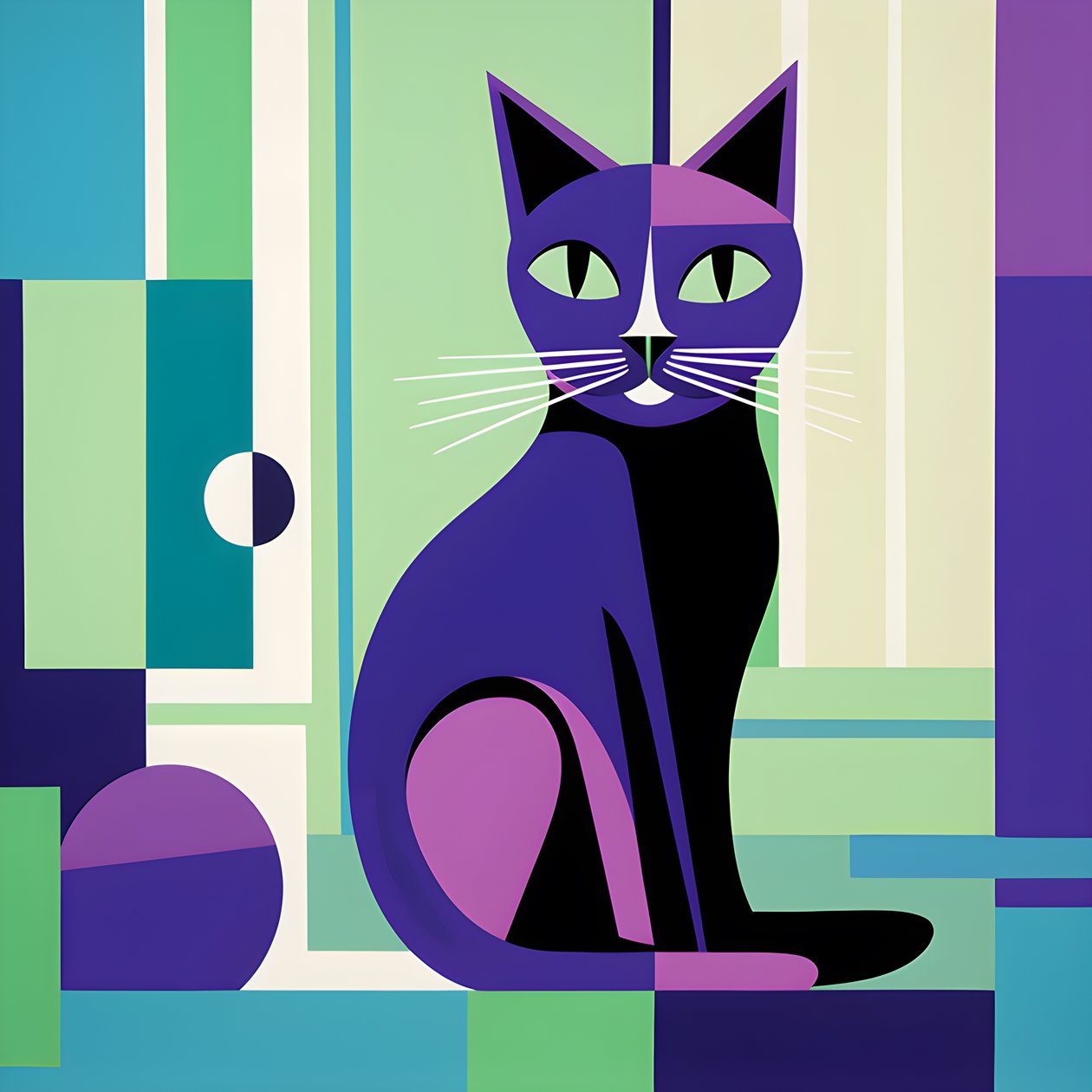 Silberne Katze im modernistischen Stil von Kurt Heppke