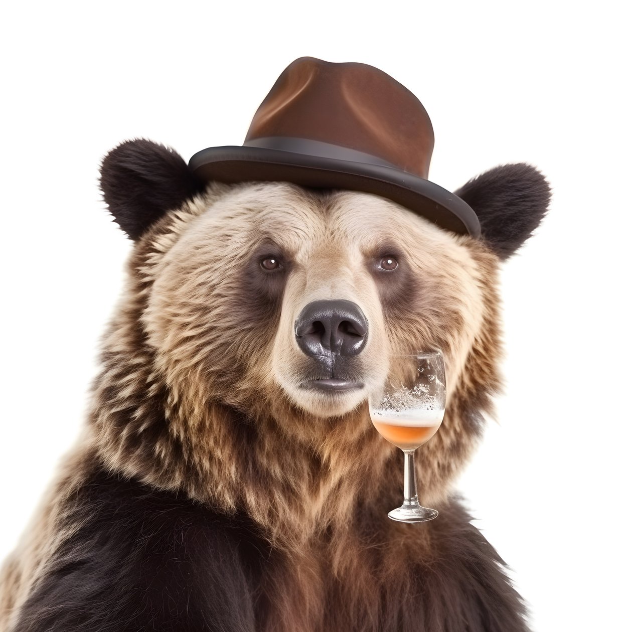 Ein Bär mit einem Zylinder und einem Bierkrug von vorne und im Profil auf weißem Hintergrund 3 von Kurt Heppke