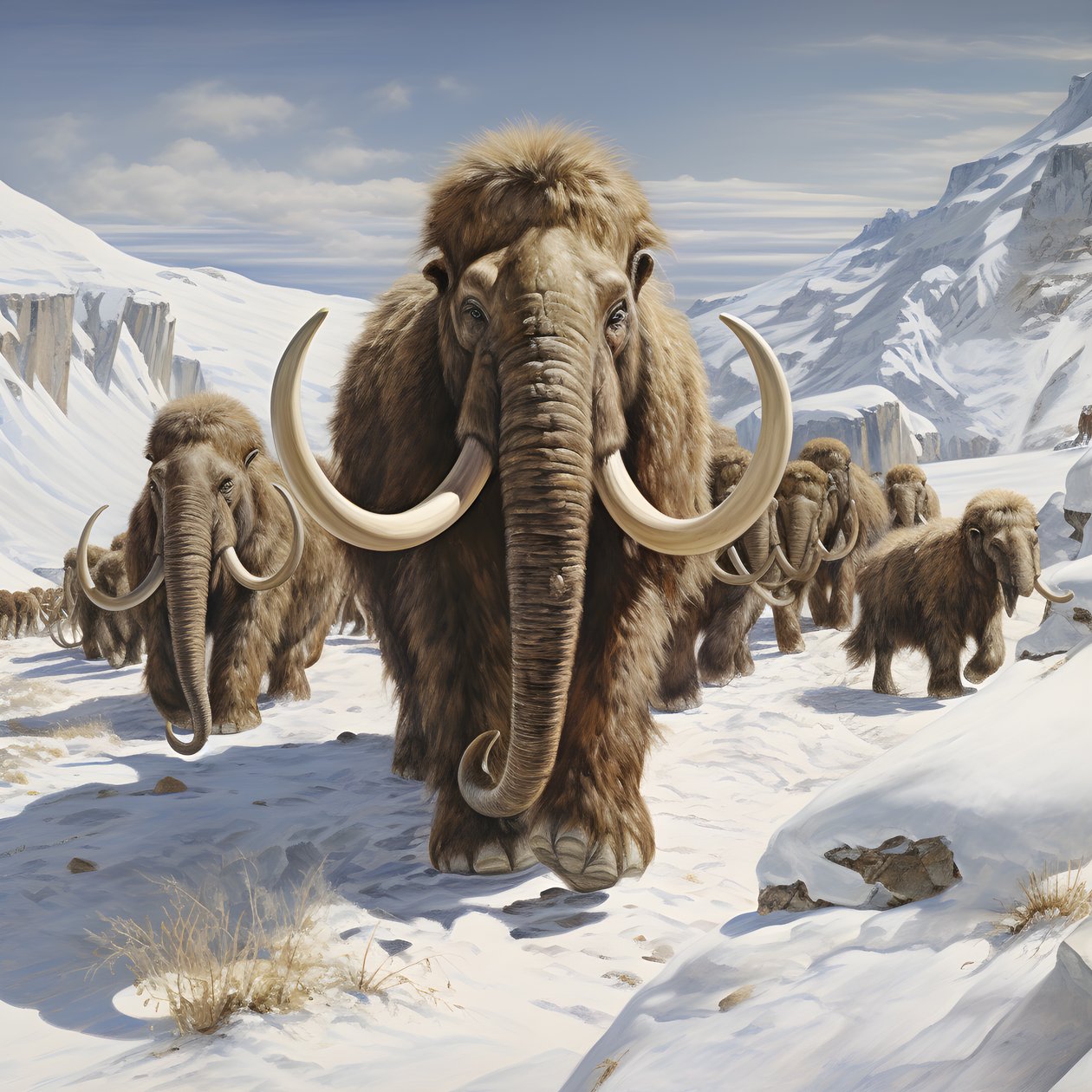 Wollmammut-Herde in der Tundra 1 von Kurt Heppke