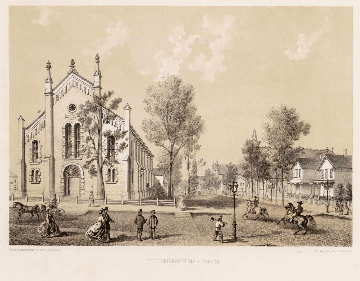 Erste Kongregationalkirche, Chicago, ca. 1867 von Kurz and Allison