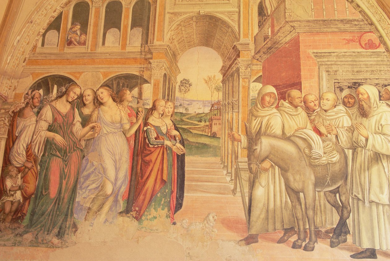 Florent schickt lose Frauen ins Kloster, aus dem Leben des heiligen Benedikt, 1497-98 von L. and Sodoma, G. Signorelli