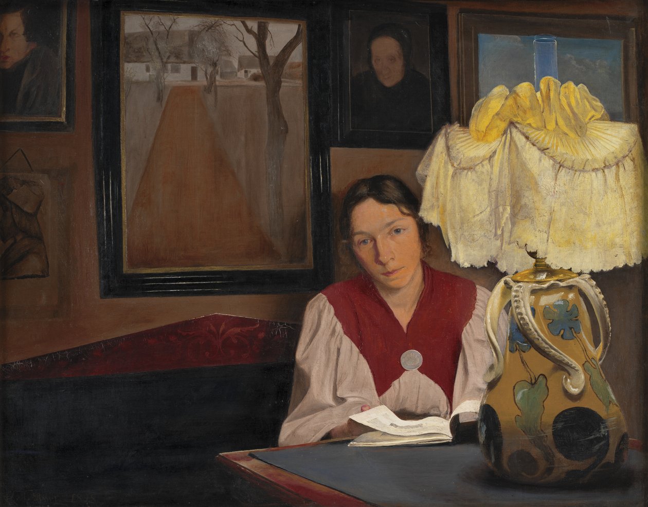 Die Frau des Künstlers bei Lampenlicht von Laurits Andersen Ring