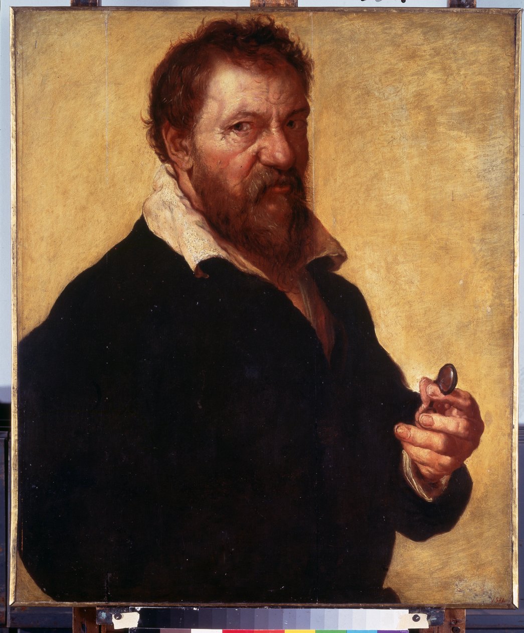 Selbstporträt. Porträt des Künstlers mit Brille in der Hand von Lambert Lombard
