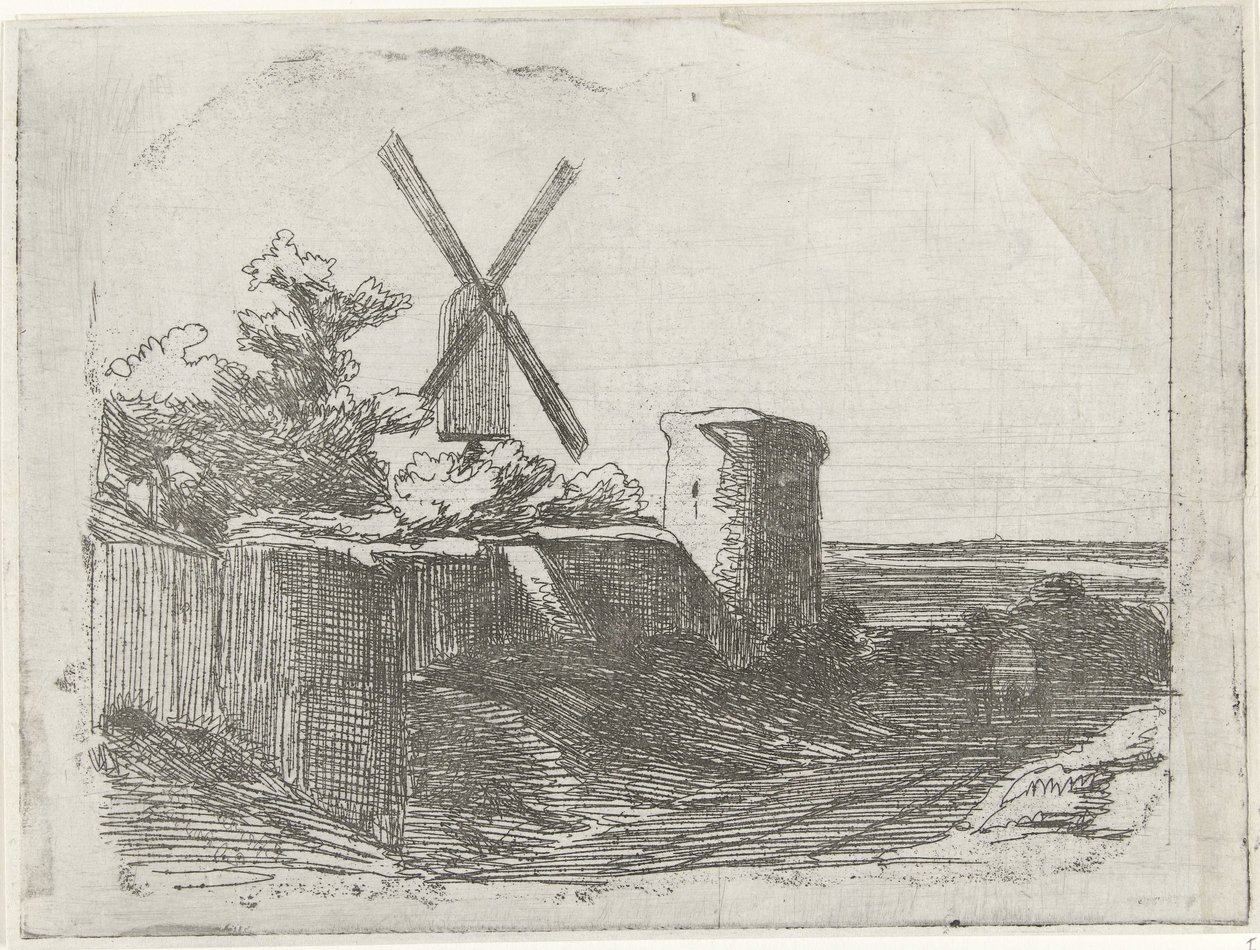 Ruine mit Mühle von Lambertus  Hardenberg