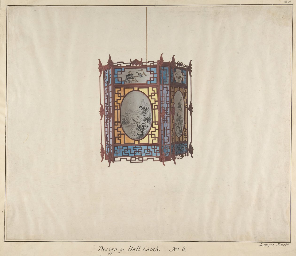 Entwurf für eine Hallenlampe Nr. 6, ca. 1845 von Lamqua