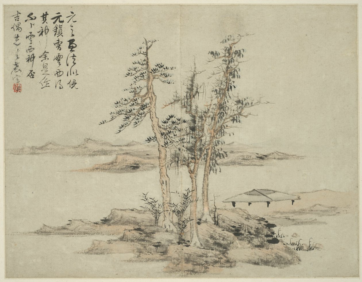 Landschaft im Stil der alten Meister: nach Ni Zan (1301-1374), Cao Zhibo (1272-1355) von Lan Ying