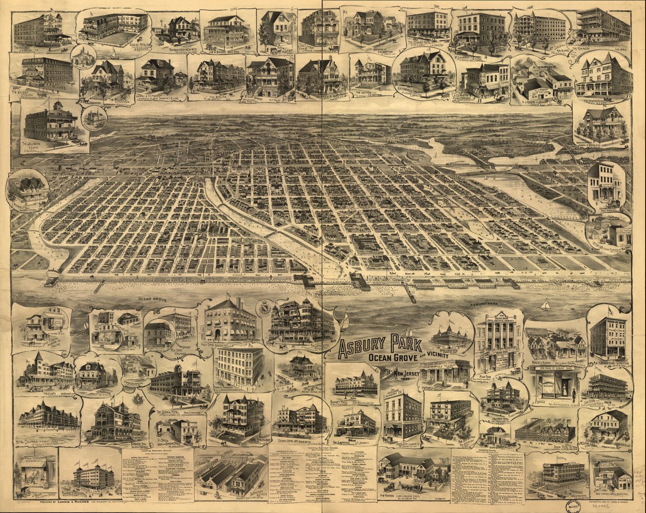 Asbury Park, Ocean Grove und Umgebung, New Jersey 1897 von Landis And Hughes