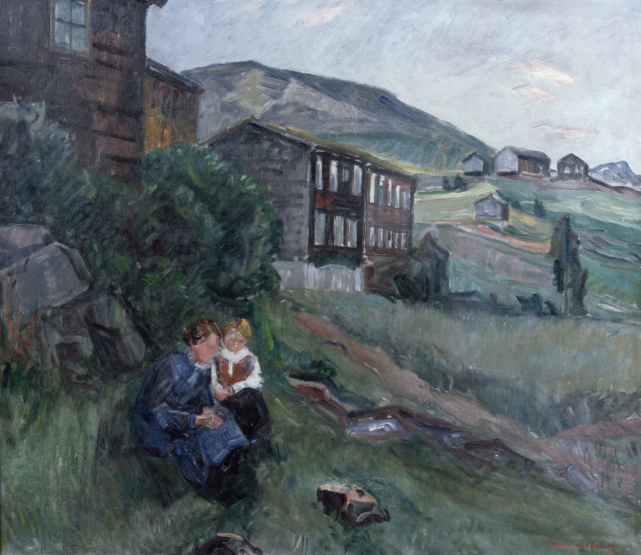 Aus Gudbrandsdalen, Frau und Kind in der Landschaft von Lars Jorde