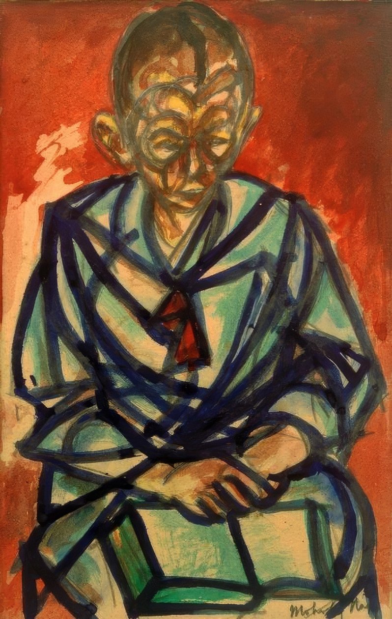 Ohne Titel (Seemann Miklós, in Buch lesend) von Laszlo Moholy Nagy