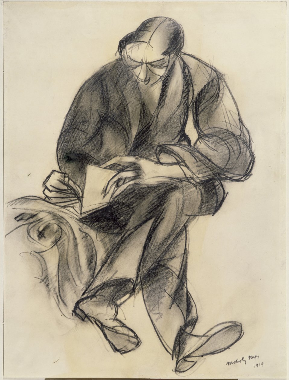 Sitzende Figur beim Lesen, 1919 von Laszlo Moholy Nagy