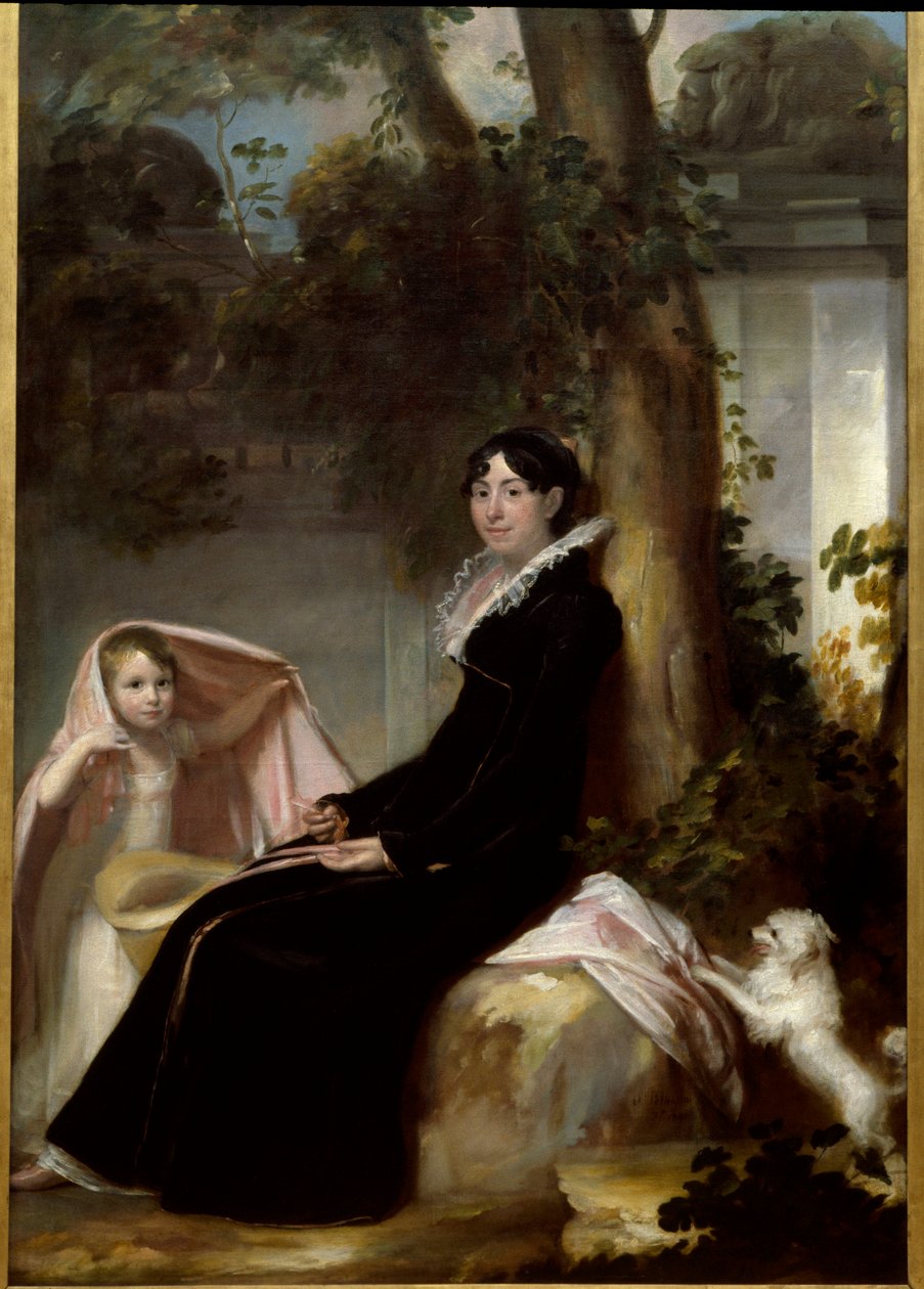 Porträt von Madame Junot, Herzogin von Abrantes, mit ihrer Tochter Valentine. Porträt von Laure Permon (1784-1838), Ehefrau von General Junot und französische Schriftstellerin. von Laure Junot Abrantes