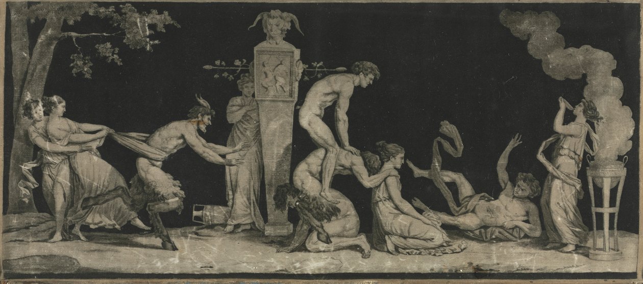 Bacchanal, Das Spiel des Bockspringens, ca. 1785 von Laurent Guyot