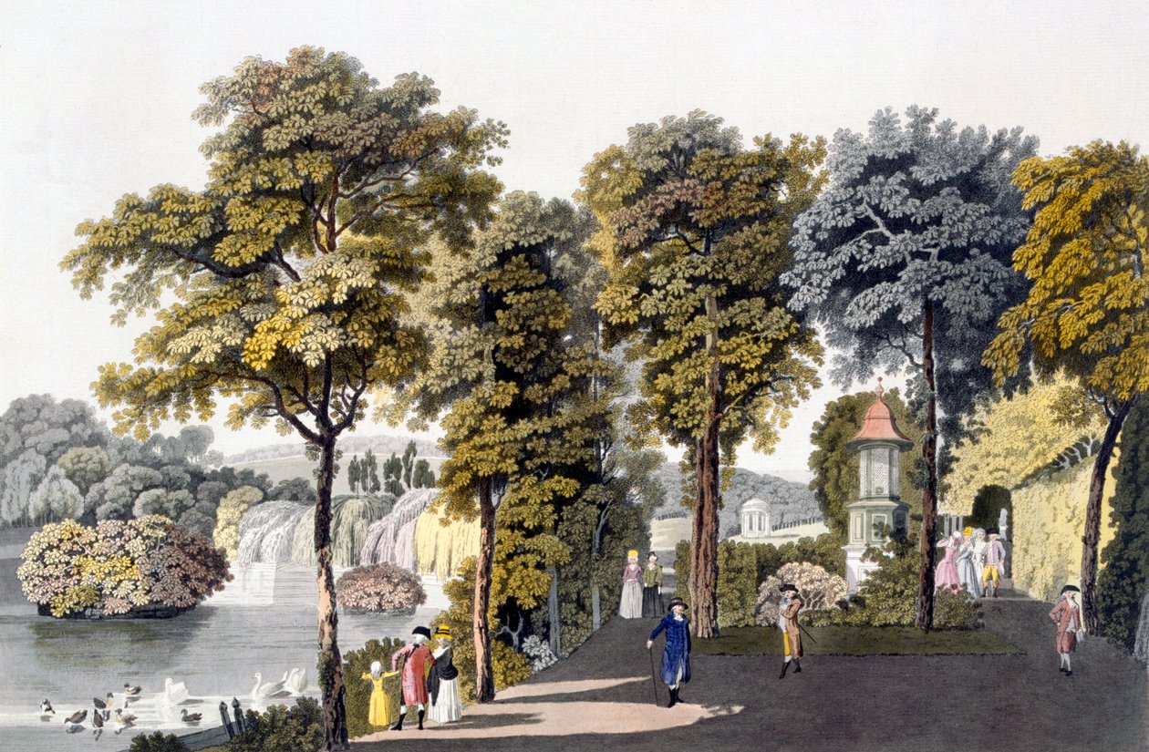 Ansicht des Parks in Neu-Waldeg, Dornbach, Wien, 1792 von Laurenz Janscha