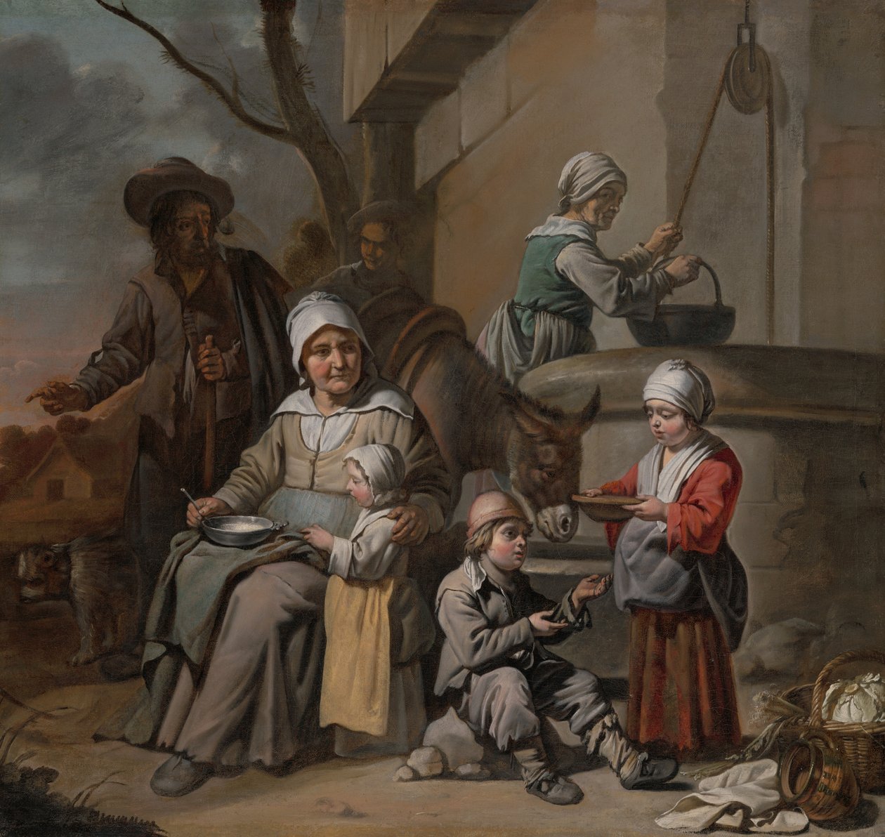 Der Meister der Beguinen - Bauernfamilie an einem Brunnen, 1650-60 von Le Nain Brothers