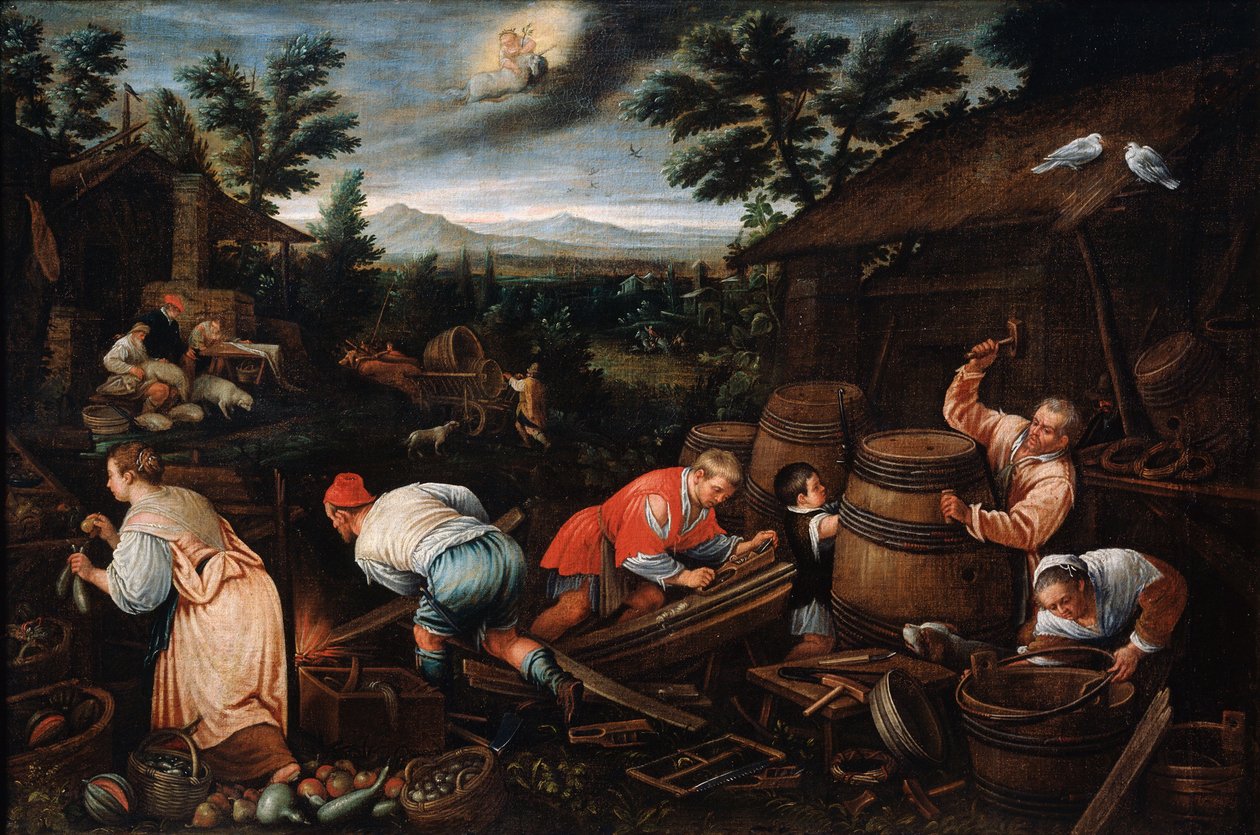 August aus der Serie Die Jahreszeiten, spätes 16. oder frühes 17. Jahrhundert von Leandro Bassano