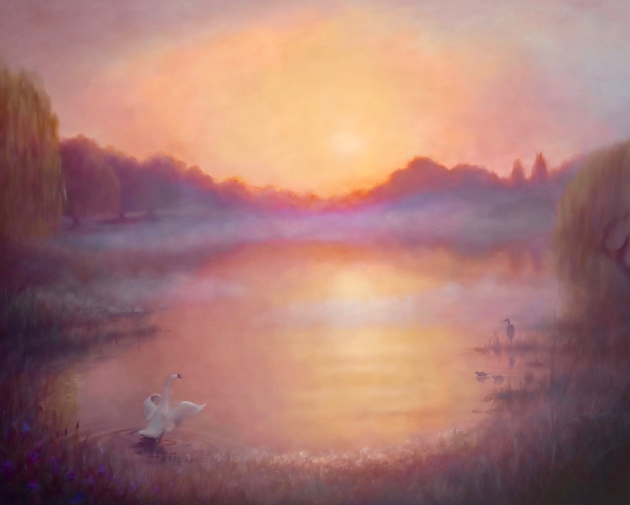 Nebliger Flussmorgen, 2023 von Lee Campbell