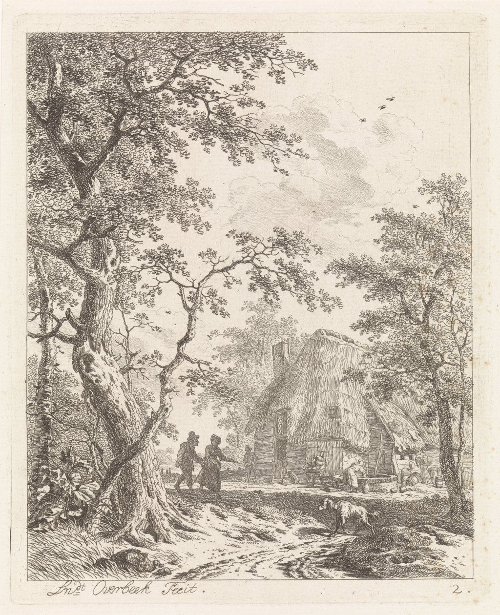 Zwei Wanderer bei einem Bauernhof von Leendert Overbeek
