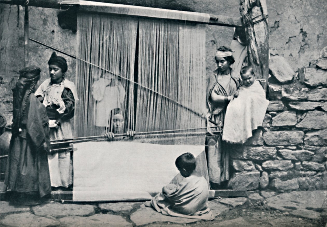 Kabylische Weber und einheimischer Webstuhl, Nordalgerien, 1912 von Legrand