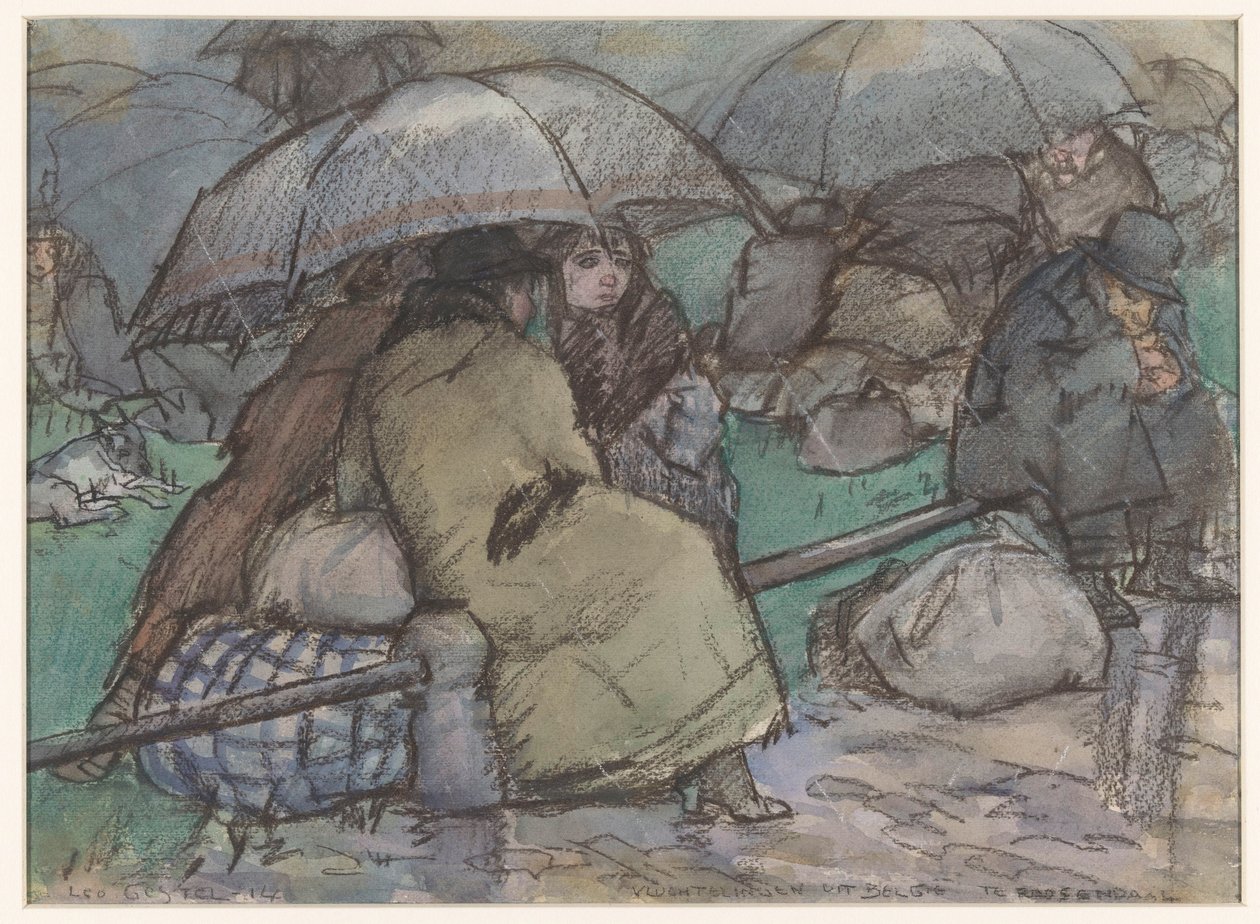 Flüchtlinge aus Belgien in Roosendaal von Leo Gestel (signed by artist)
