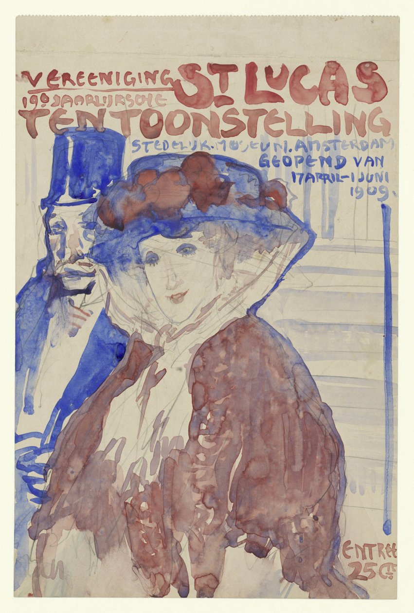 Entwurf für das Plakat der 19. jährlichen Ausstellung der Vereening St. Lukas im Stedelijk Museum in Amsterdam von Leo Gestel