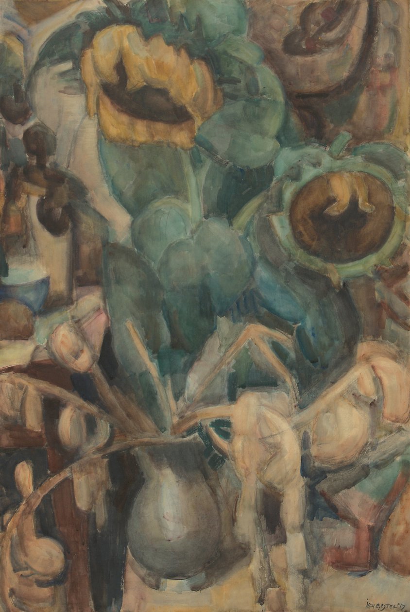 Stillleben mit Sonnenblumen in einer Vase von Leo Gestel