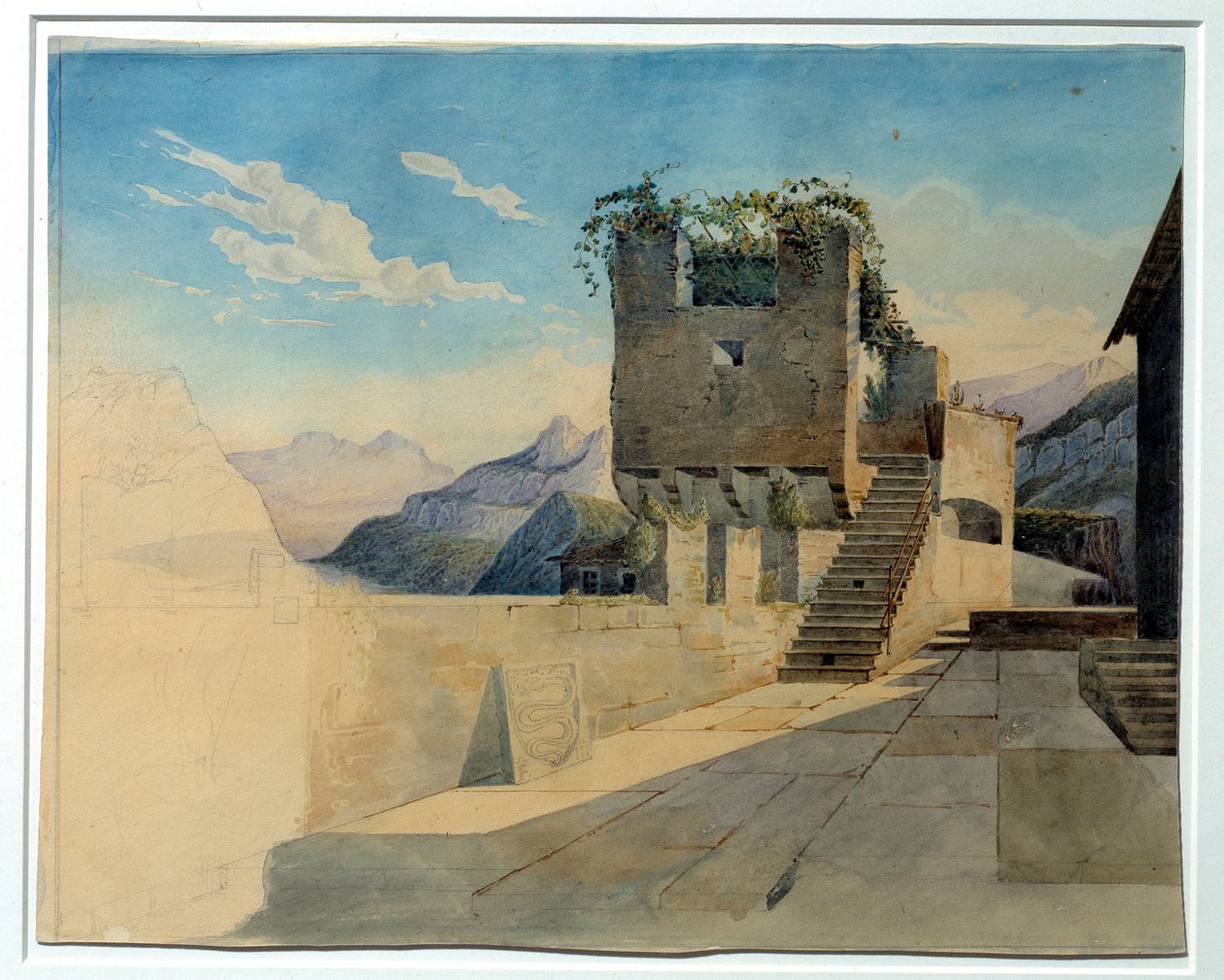 Die Terrasse des Gasthauses. Gemälde von Leo von Klenze (1784-1864) von Leo von Klenze