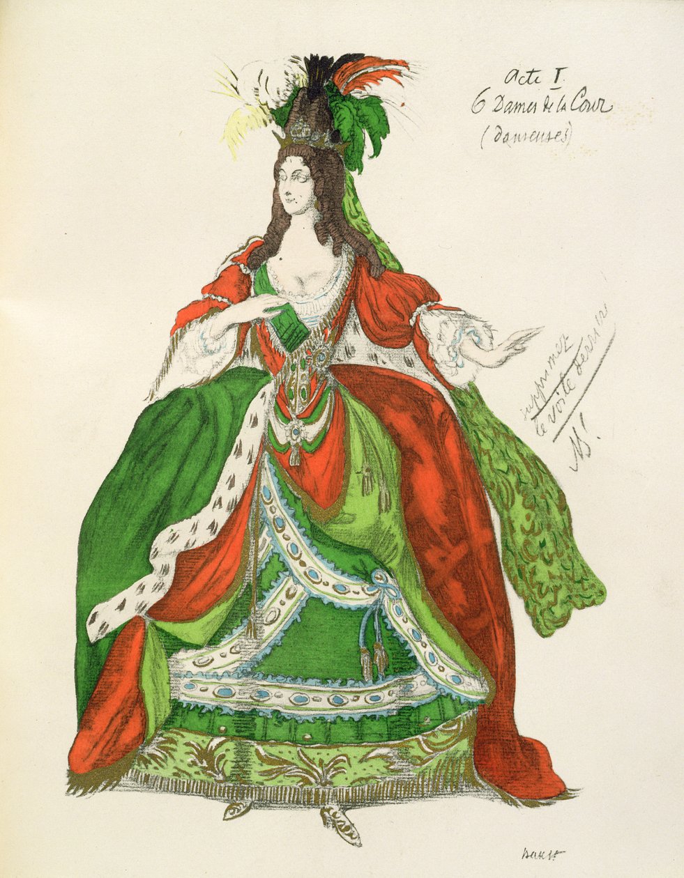 Kostüm für eine weibliche Hofdame und Tänzerin, aus Dornröschen, 1921 von Leon Bakst