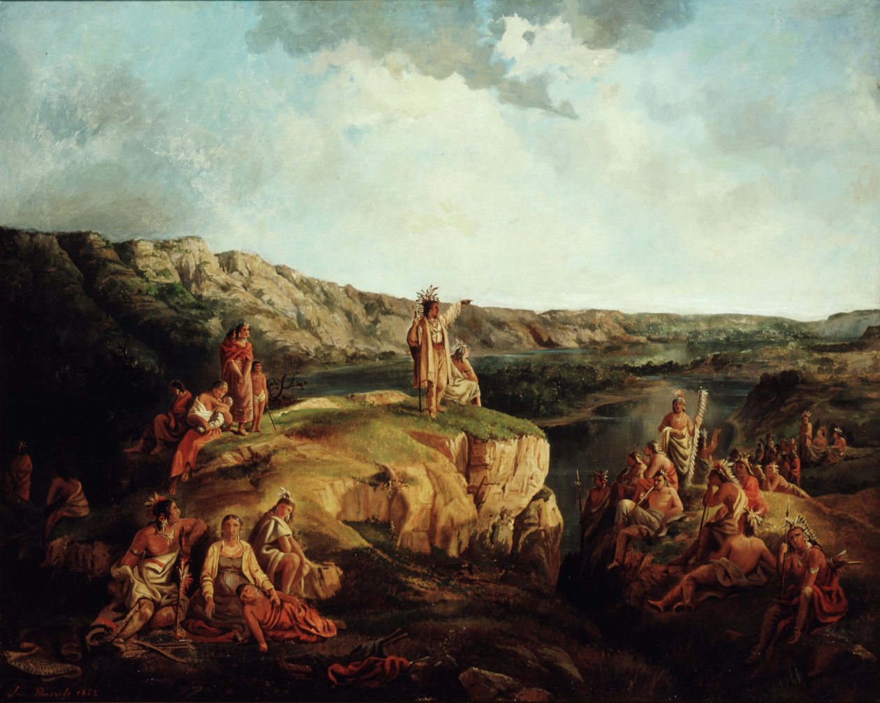 Westliche Landschaft mit Indianern, 1852 von Leon Pomarede