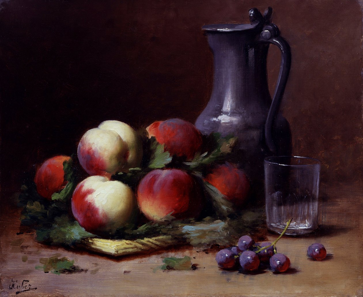 Stillleben mit Früchten, Äpfeln und Trauben von Leon-Charles Huber