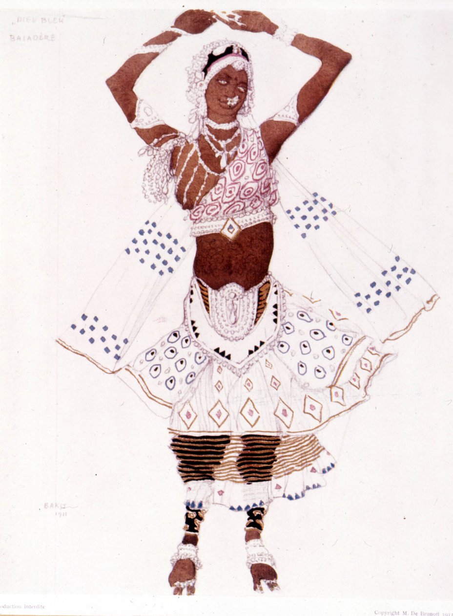 Bayadere-Kostüm, entworfen von Léon Bakst für „Der blaue Gott“ von Reynaldo Hahn (1875 - 1947) von Leon Bakst