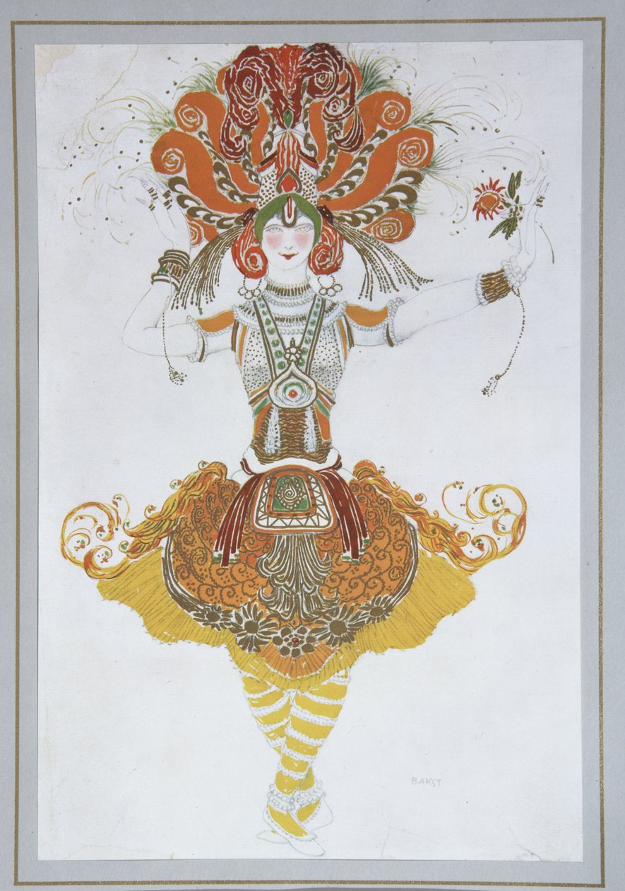 Kostümentwurf für Tamara Karsavina im Ballett Der Feuervogel von I. Strawinsky, 1909-1910 von Leon Bakst