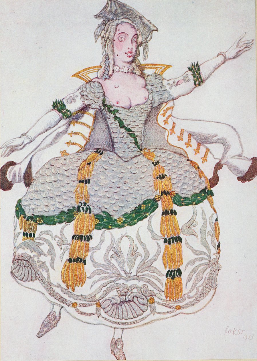 Kostümentwurf für eine Mazurka (Dame), aus Dornröschen von Leon Bakst