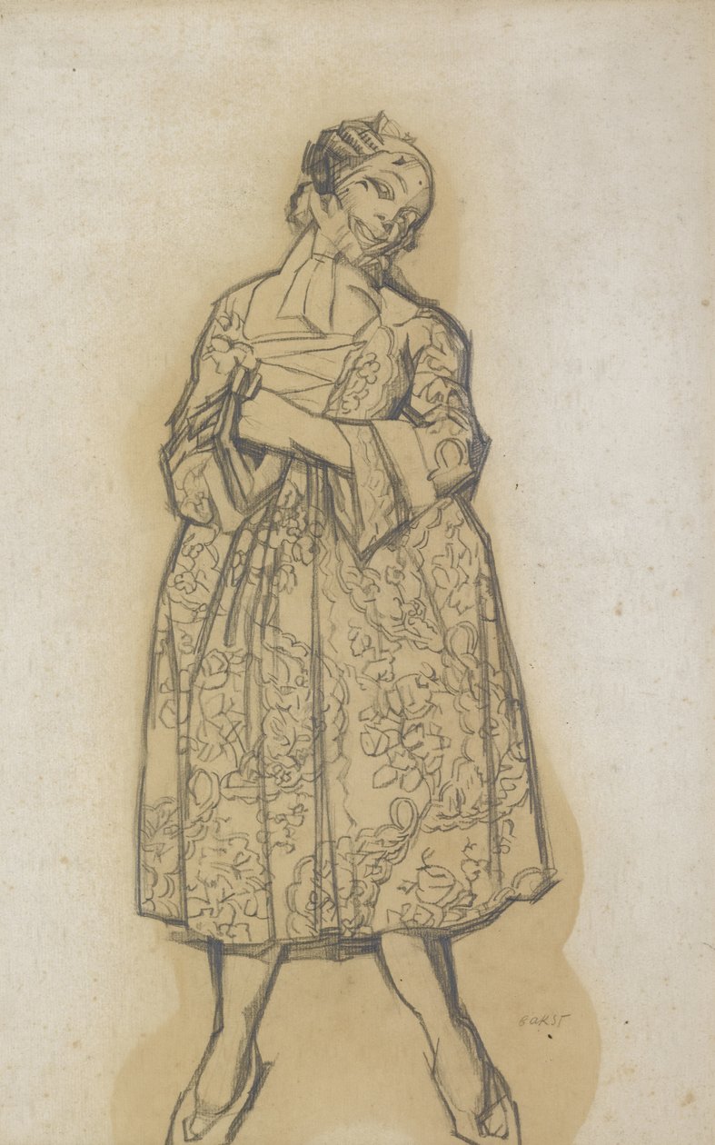 Kostümentwurf für das Ballett Les femmes de bonne humeur Die gutgelaunten Damen, 1917 von Leon Bakst