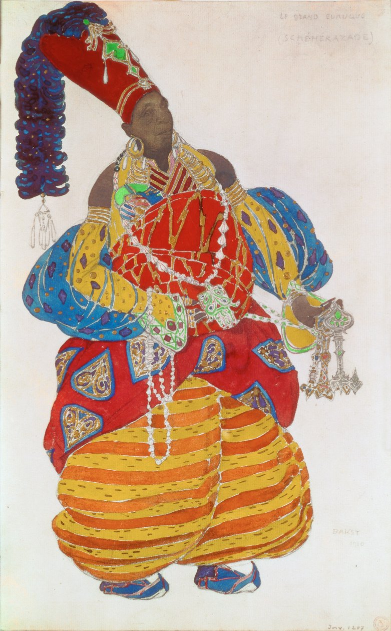Kostümentwurf für das Ballett Scheherazade von Leon Bakst