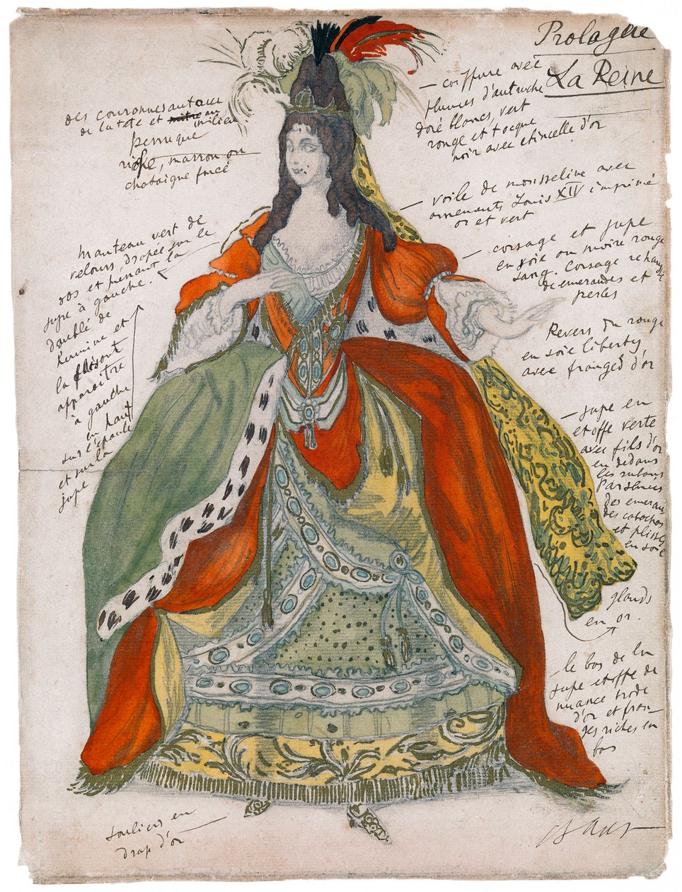 Kostümentwurf für das Ballett Dornröschen von P. Tschaikowsky, 1921 von Leon Bakst