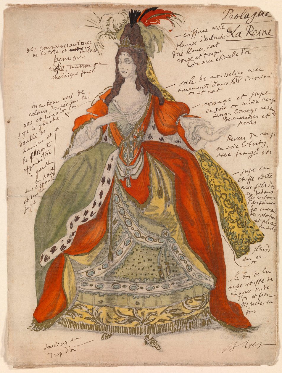Kostümentwurf der Königin für das Ballett "Dornröschen" von P. Tschaikowski von Leon Bakst