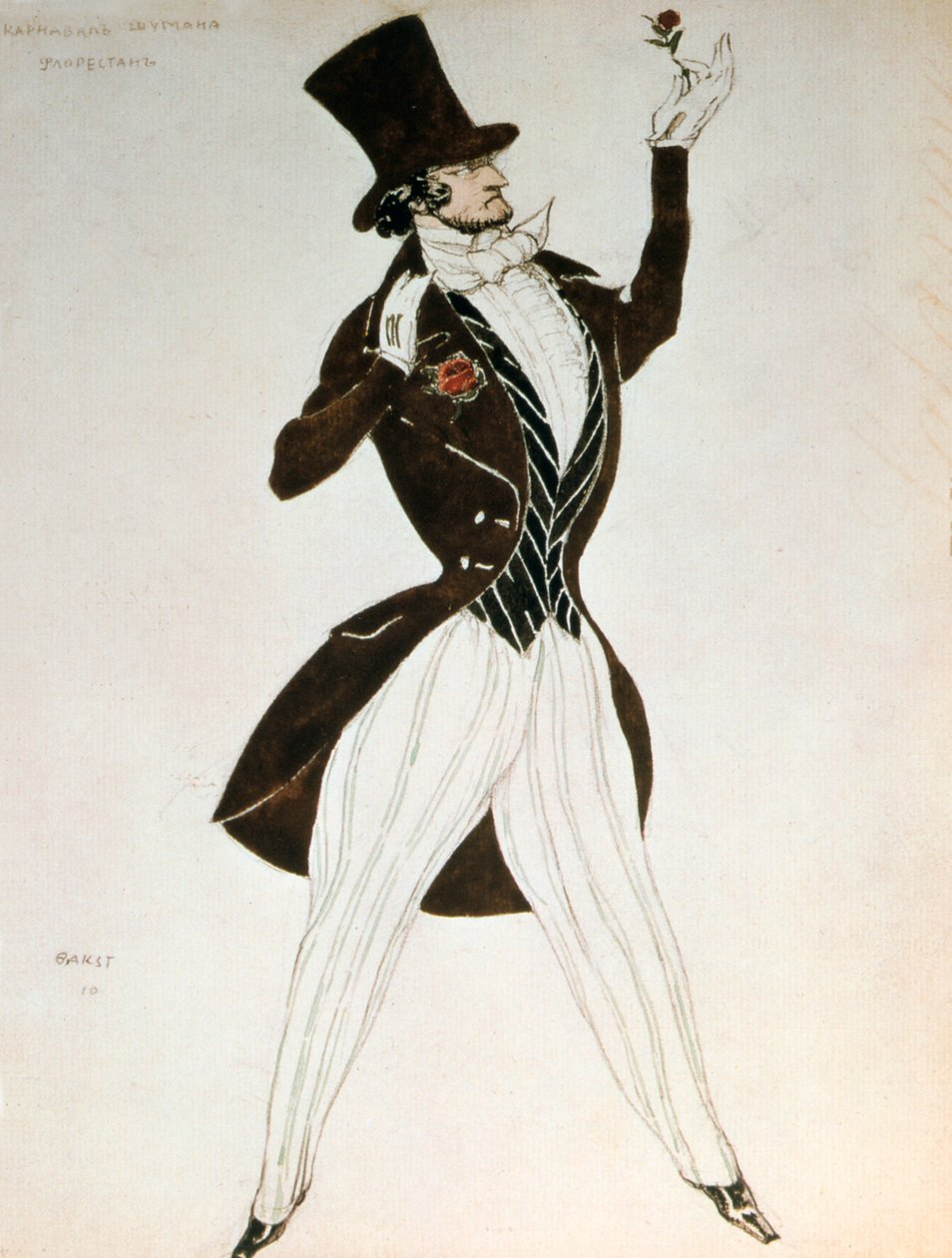 Florestan, Entwurf für ein Kostüm für das Ballett Karneval, komponiert von Robert Schumann, 1919 von Leon Bakst