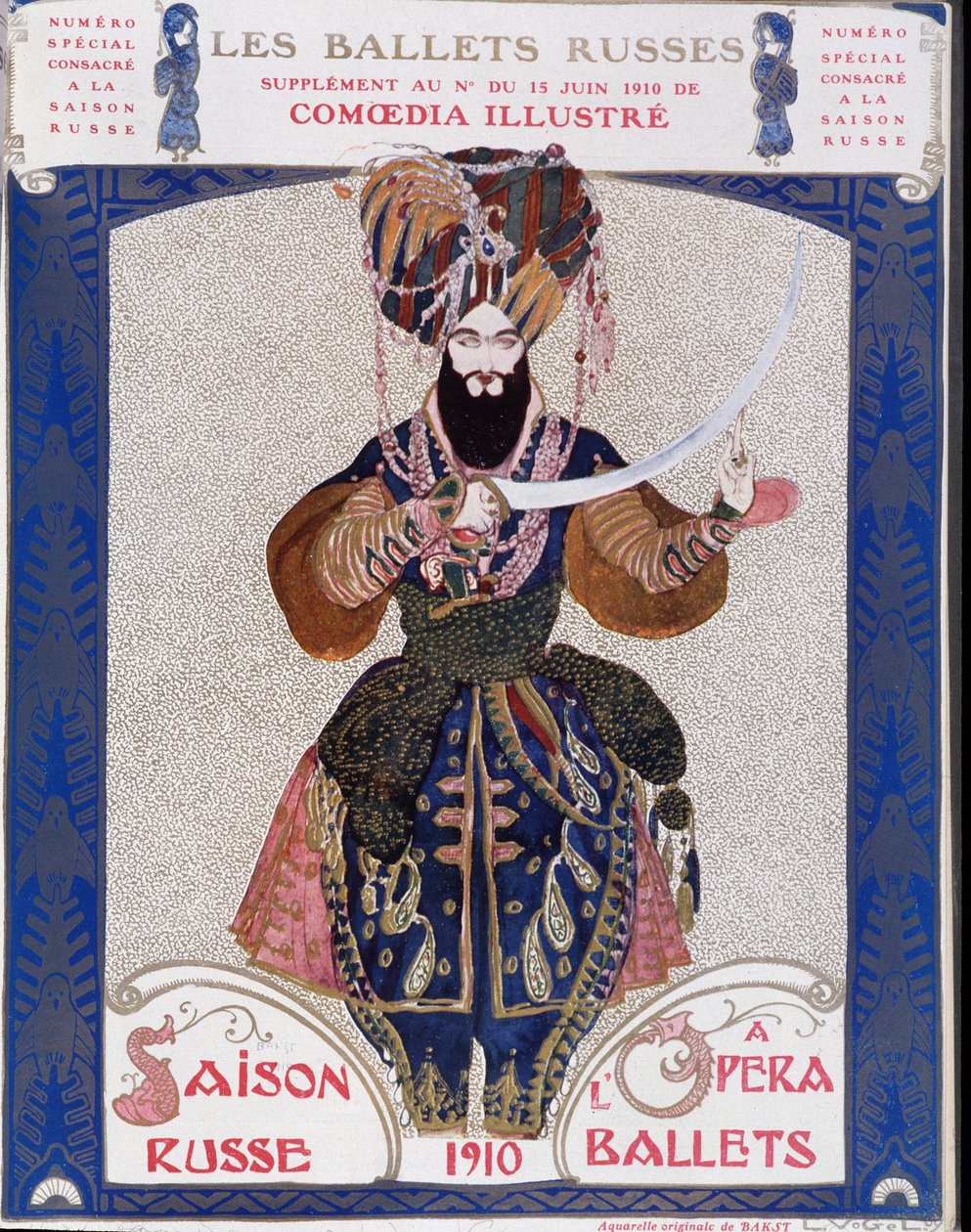 Die russischen Ballette an der Oper - Aquarell von Bakst, in Comoedia illustré von Leon Bakst