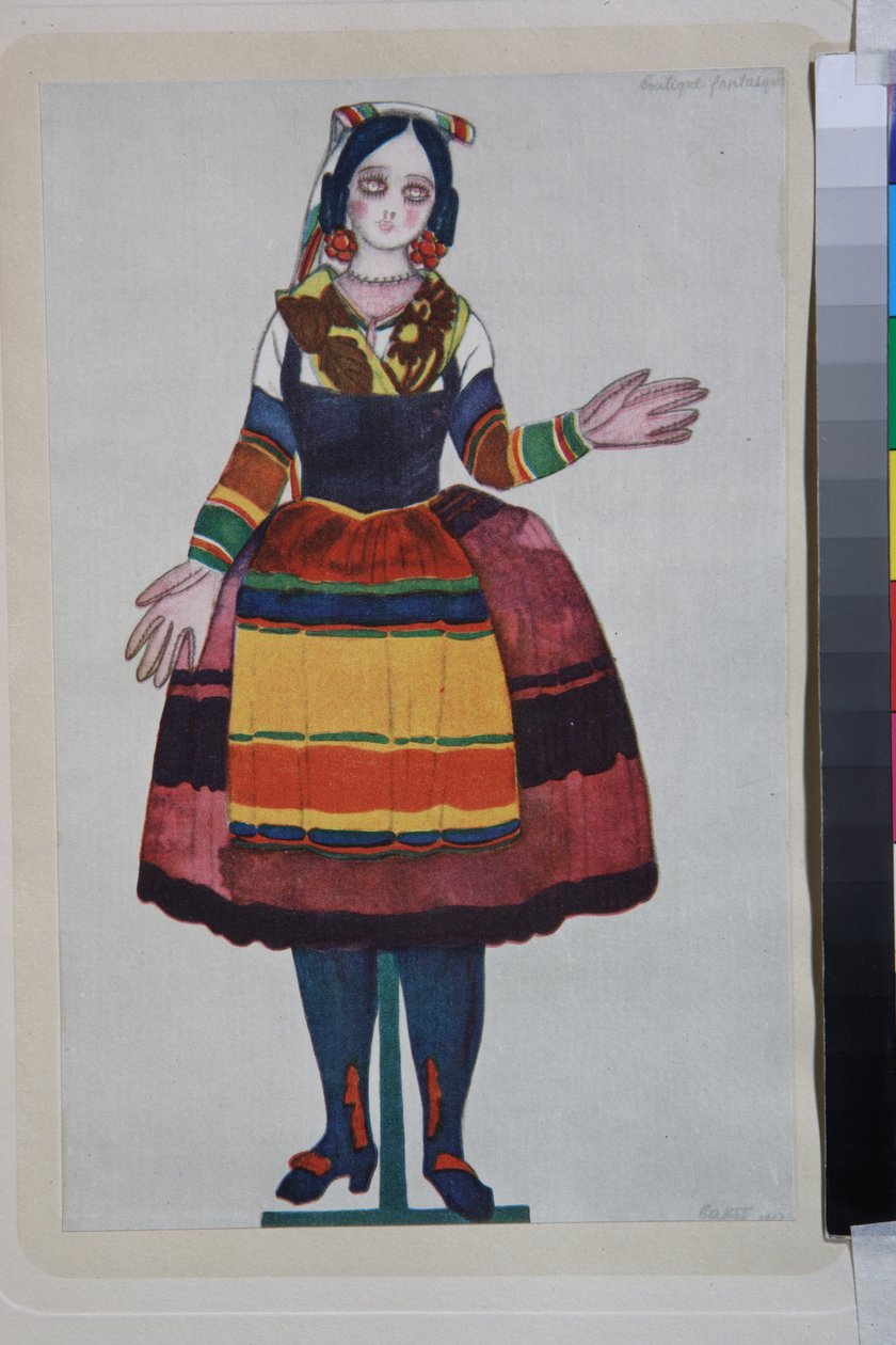 Die italienische Puppe, Kostüm für das Ballett "La Boutique Fantasque" unter der Regie von Gioachino Rossini von Leon Bakst
