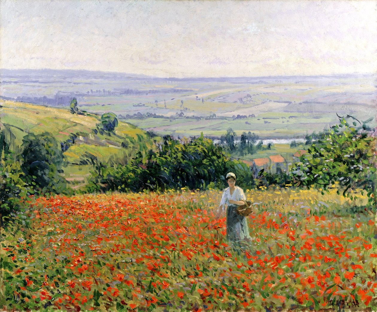 Frau in einem Mohnfeld von Leon Giran Max