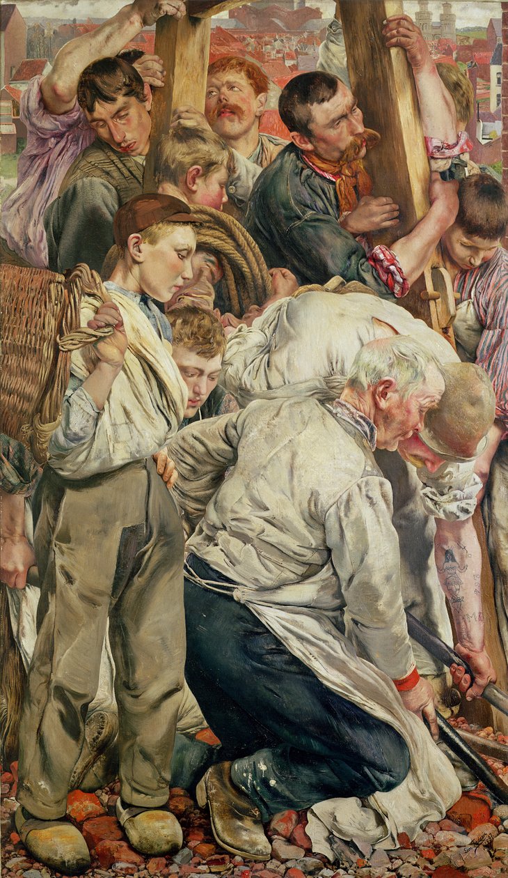 Die Männer, linkes Panel aus Das Zeitalter des Arbeiters von Leon Henri Marie Frederic