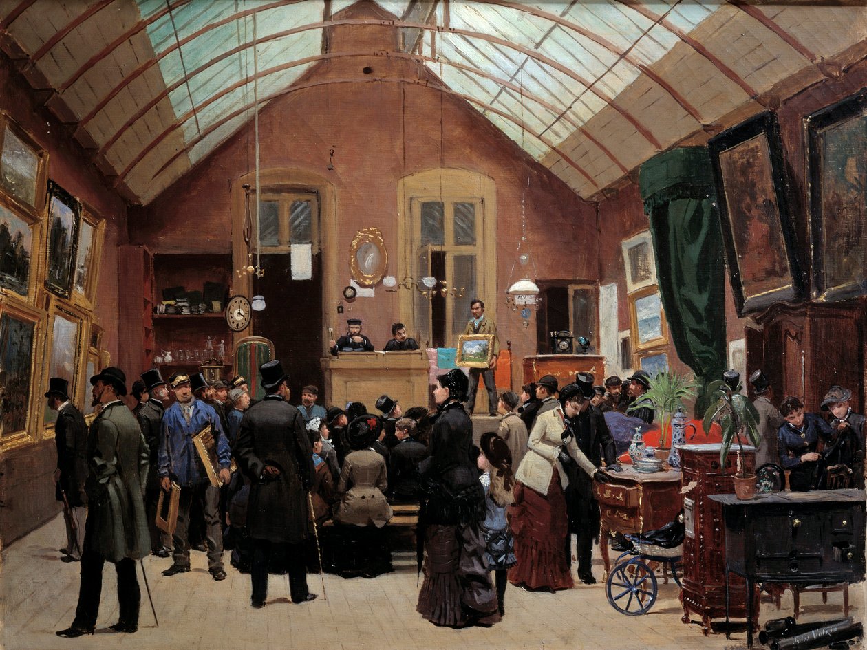 Ein Verkaufsraum im 19. Jahrhundert. Gemälde von Leon Joseph Voirin (1833-1887) von Leon Joseph Voirin