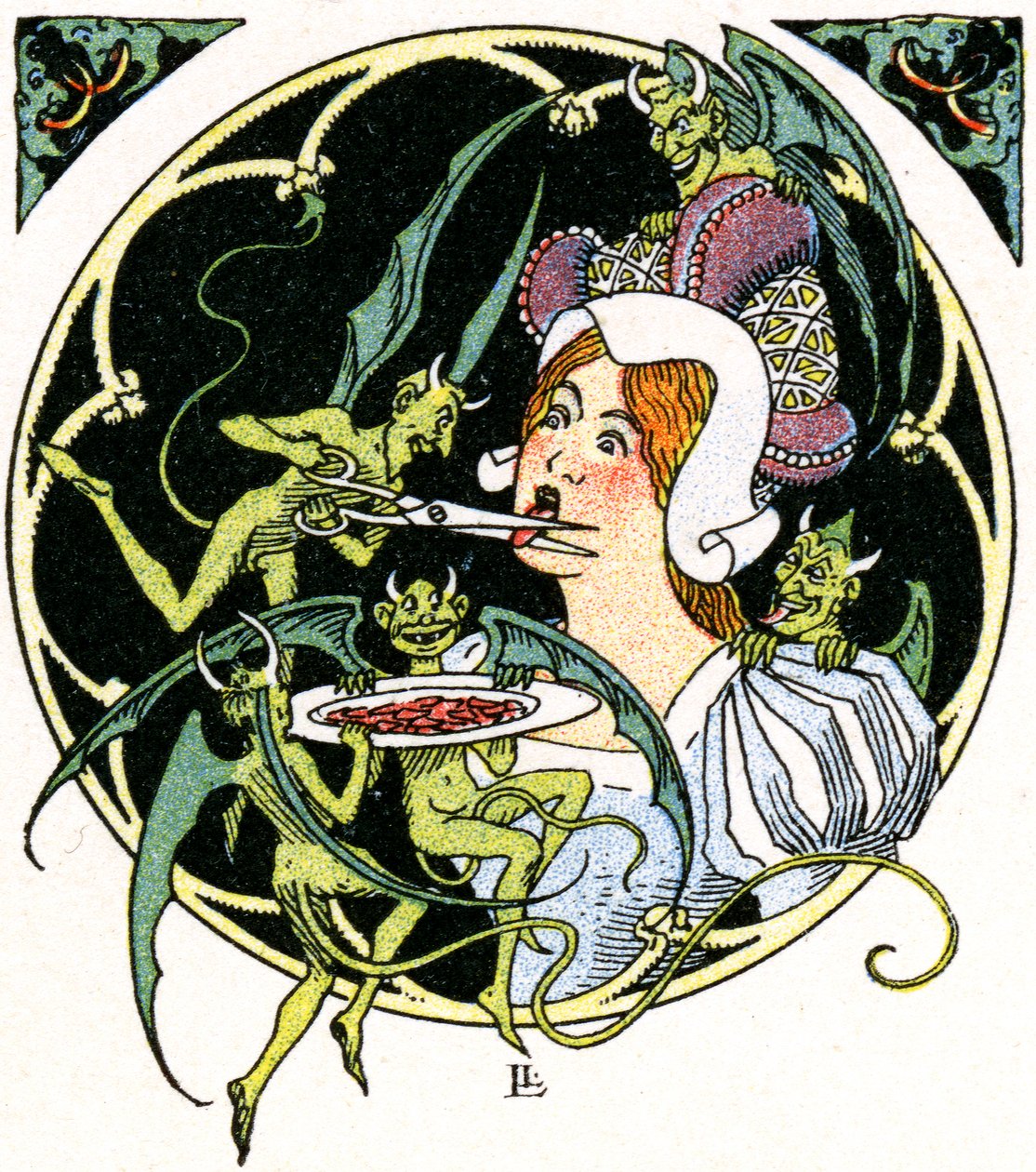 Teufel meißeln einer Frau die Zunge heraus von Leon Lebegue