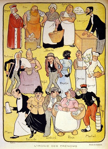 Die Ironie der Namen, frühe zwanzigste Jahrhundert Illustration für die Zeitschrift 