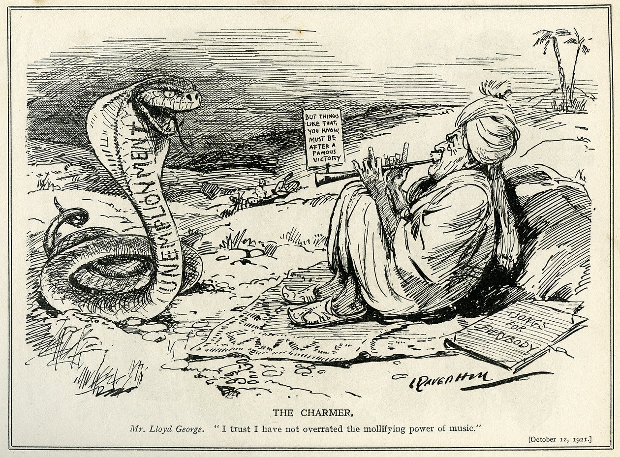 Lloyd George bezaubert die Schlange der Arbeitslosigkeit, 1921 von Leonard Raven Hill