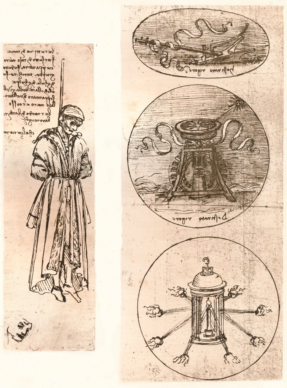 Zeichnungen von Bernardo di Bandino Baroncelli gehängt, und Embleme, um 1472-um 1519, 1883 von Leonardo da Vinci