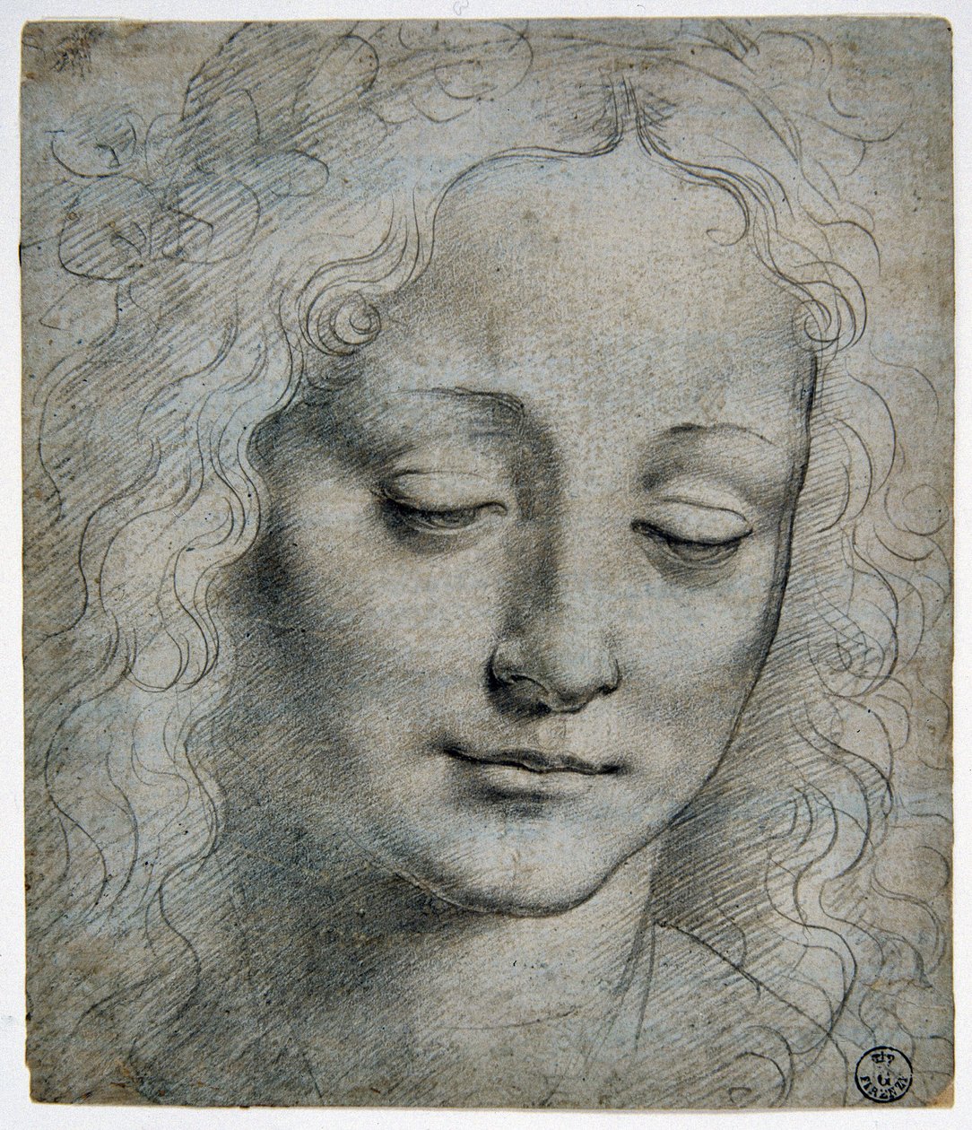 Kopf eines Jungen mit Blätterkrone im Stil von Verrocchio von Leonardo da Vinci